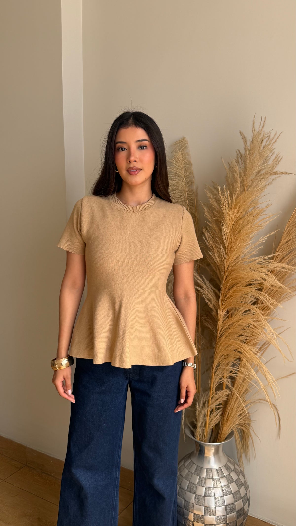 Polo Peplum corta